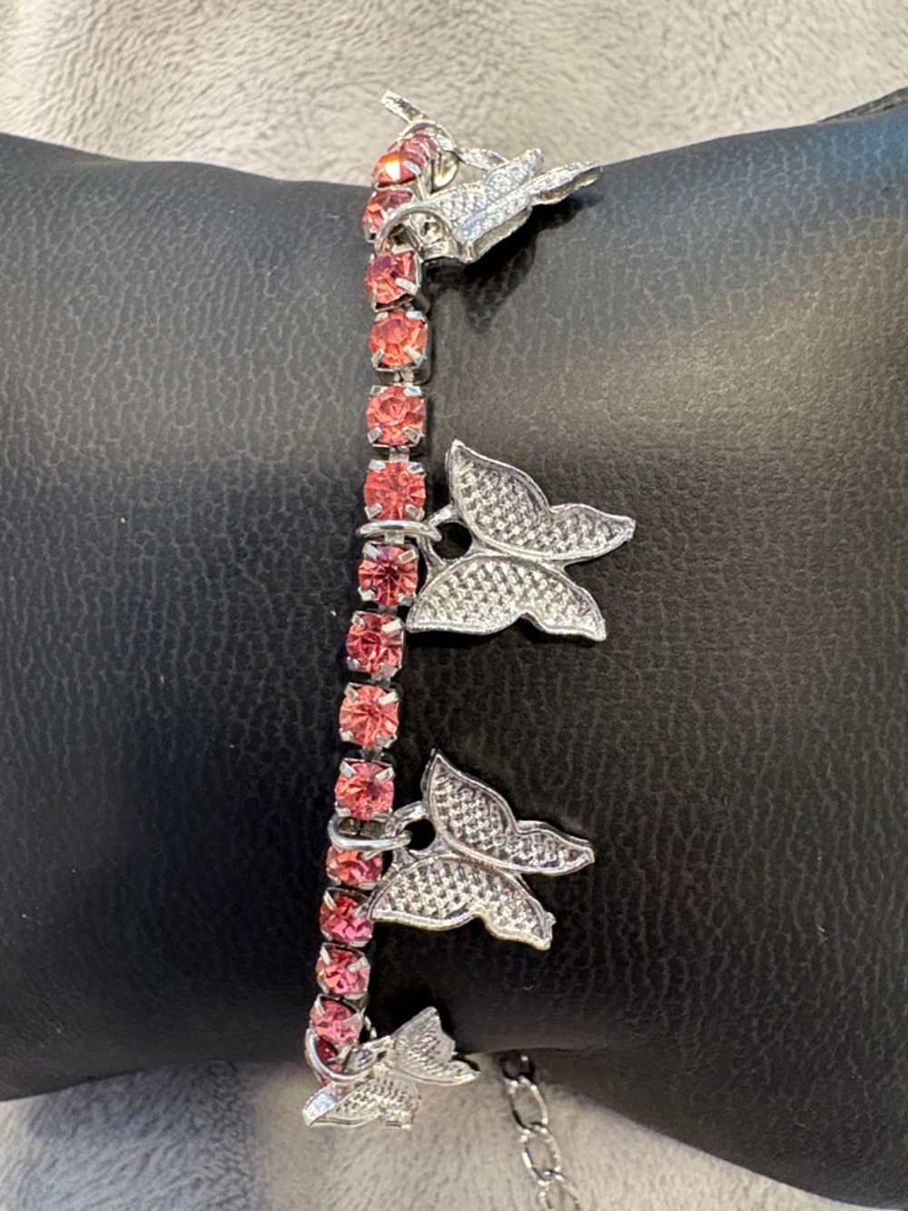 Pink Crystal Butterfly Tennis Bracelet